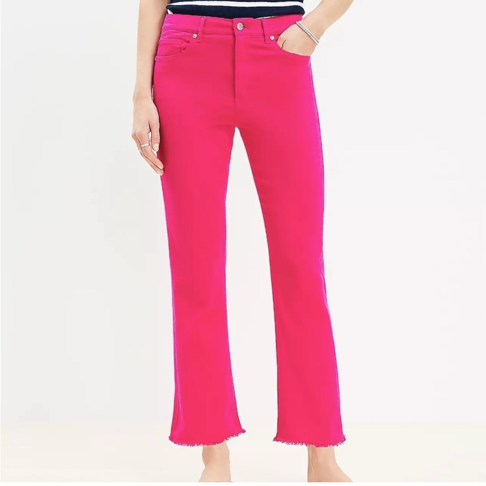 LOFT Vibrant Pink The Kick Crop Jeans
